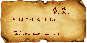 Világi Kamilla névjegykártya